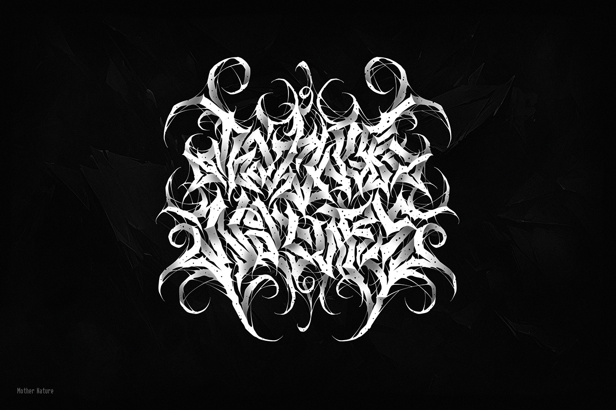 Calligraphy   font gothic font dark art Procreate Digital Art  metal logo black typography   print