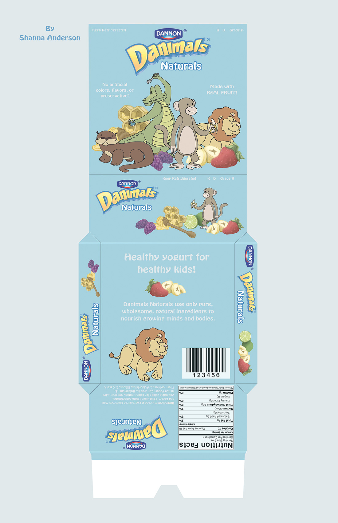 Danimals yogurt rebranding natural healthy kids Mascot monkey alligator lion otter Fruit