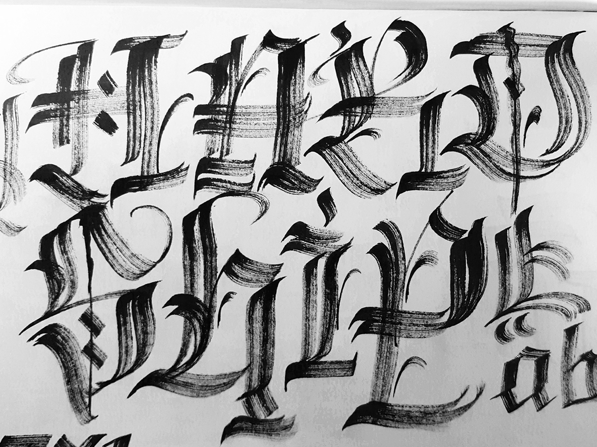 letters gothic parallelpen tattoo