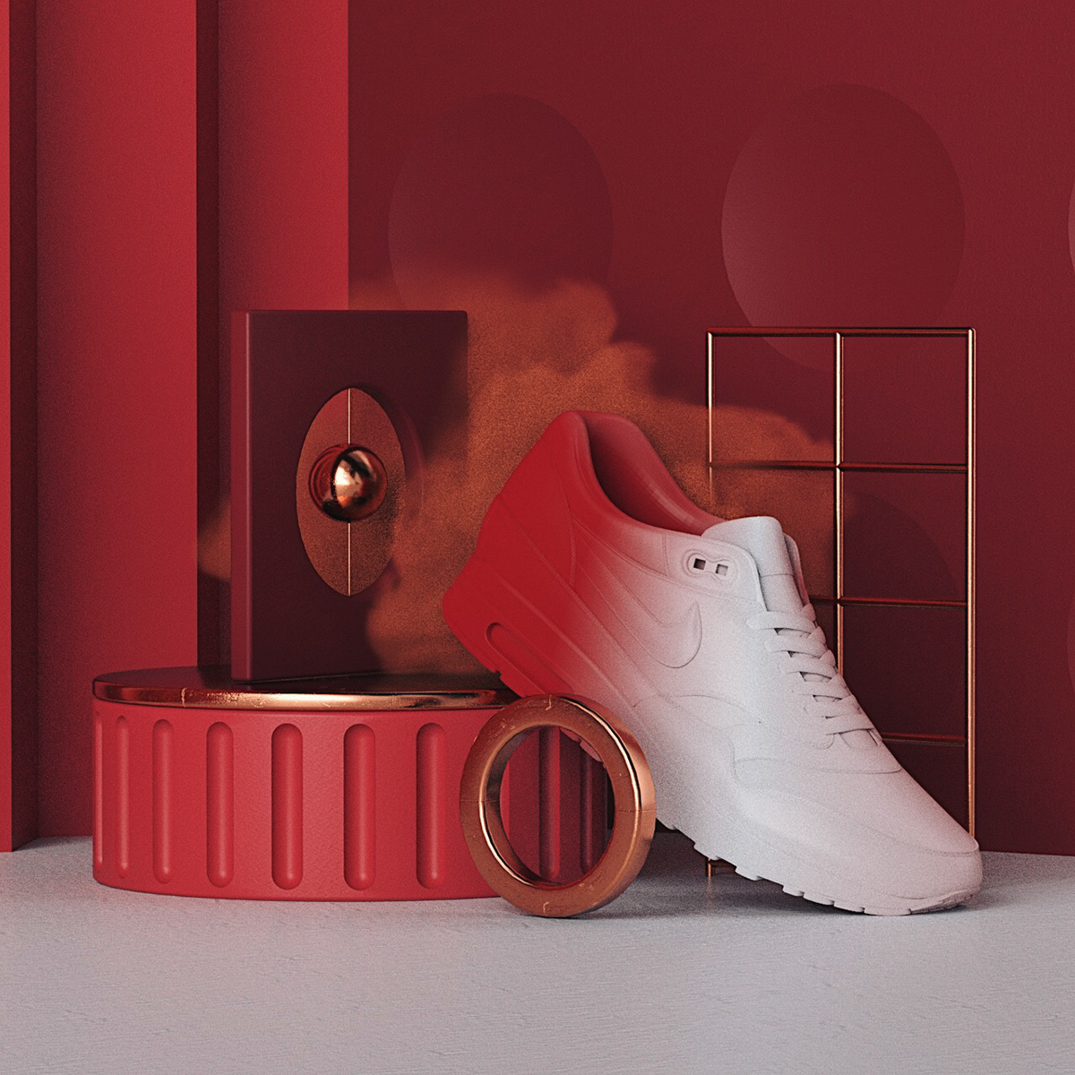 3D Nike Advertising  visualisation ILLUSTRATION  setdesign cinema4d design birmingham Render