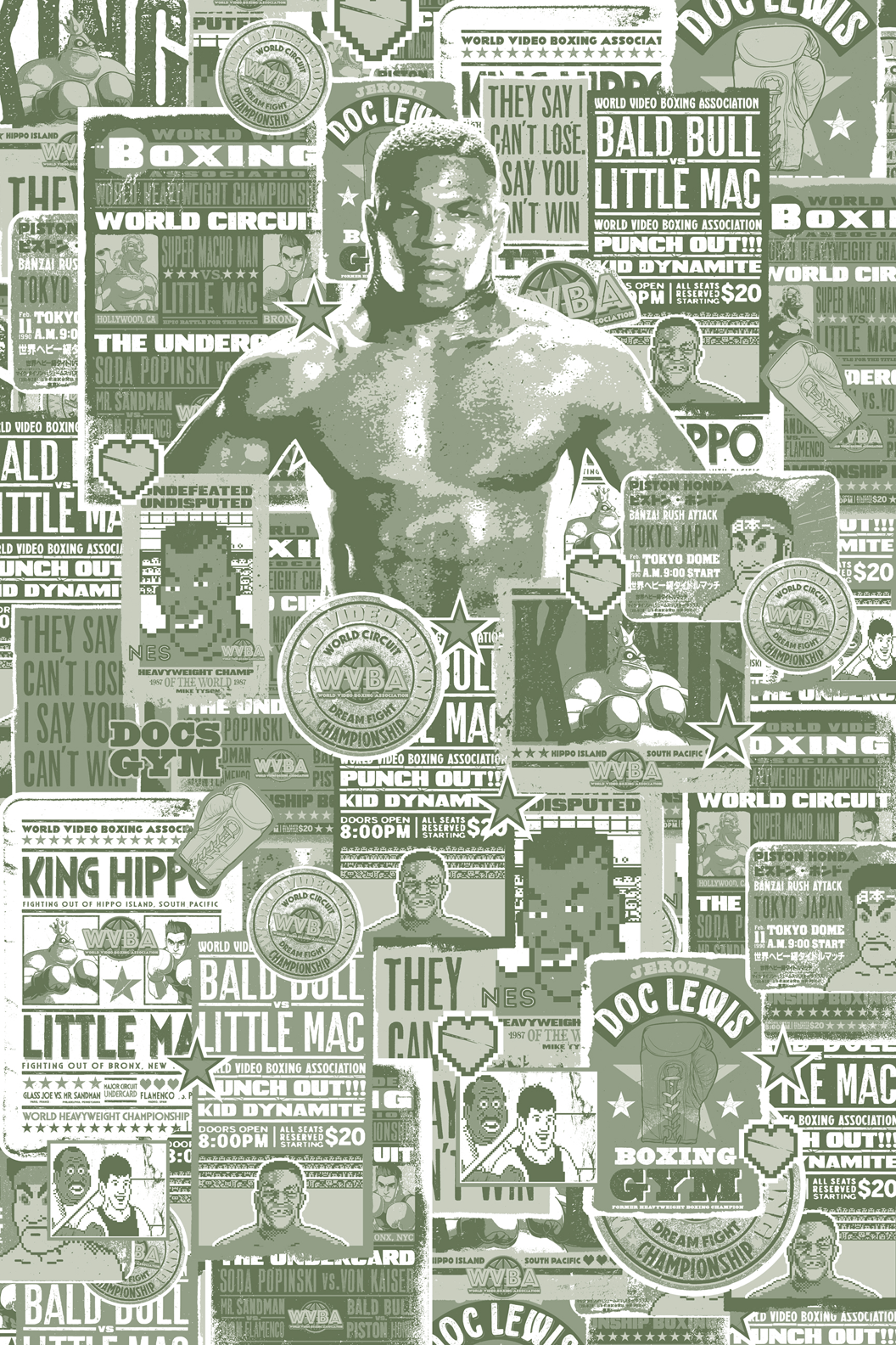 Boxing Mike Tyson punch-out Video Games typography   screen print poster