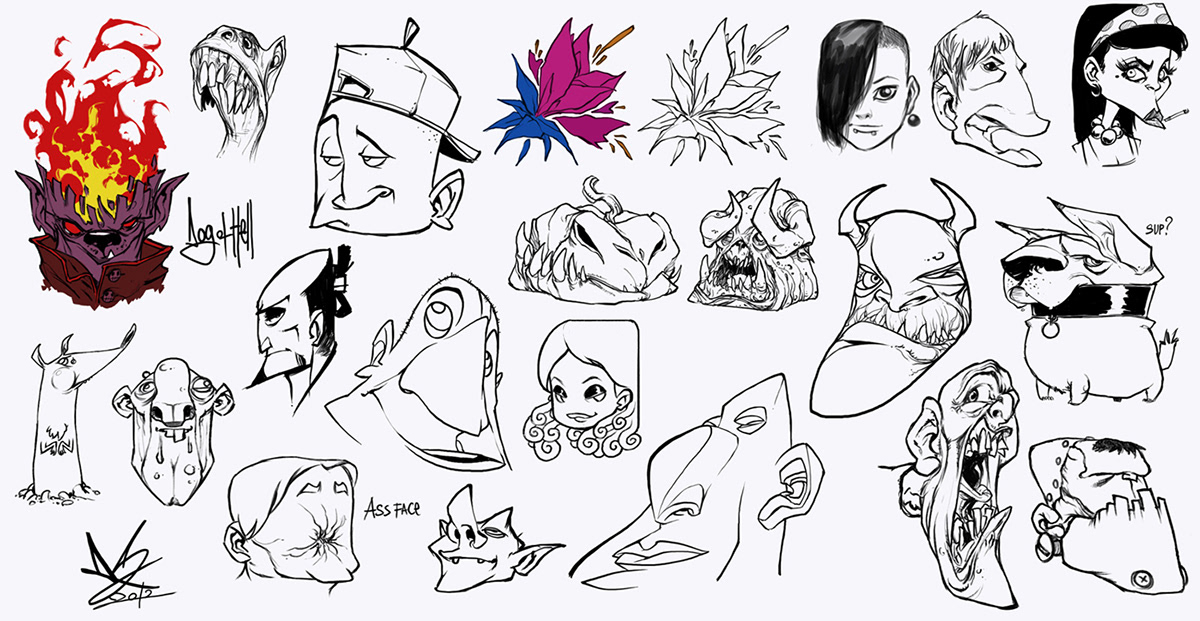 doodles 2d digital 2d tradicional david sequeira cartoon concept characters 