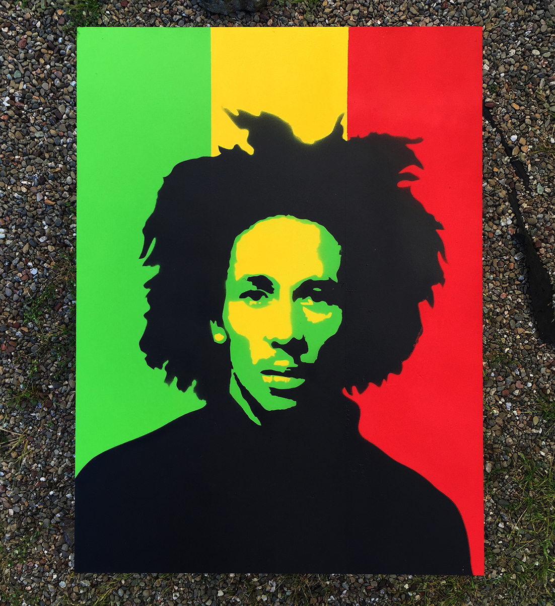 stencil spay paint Bob Marley