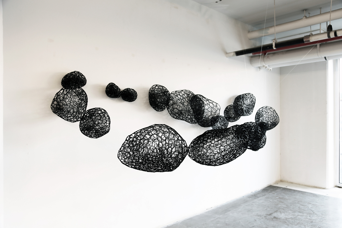 contemporary art visual art fiber art art sculpture Installation Art black and white cable ties zip ties