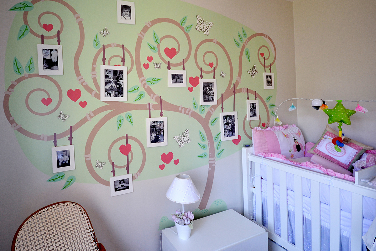 baby room tree of life Árvore quarto de bebê baby criança Ilustração Quarto coração