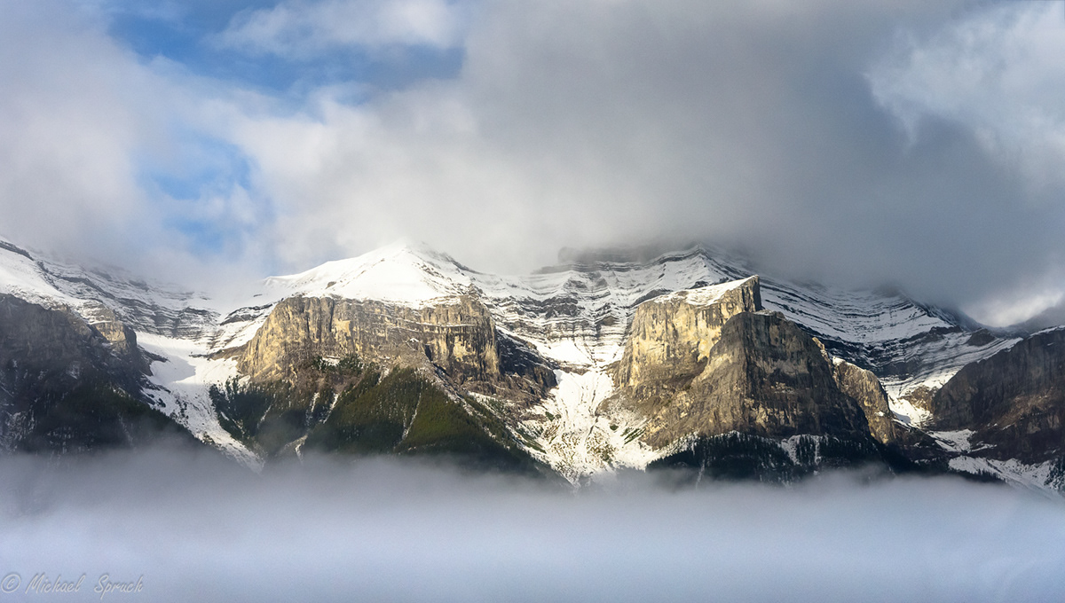 Canada Canadian Rockies. clouds Banff Landscape mist rockies