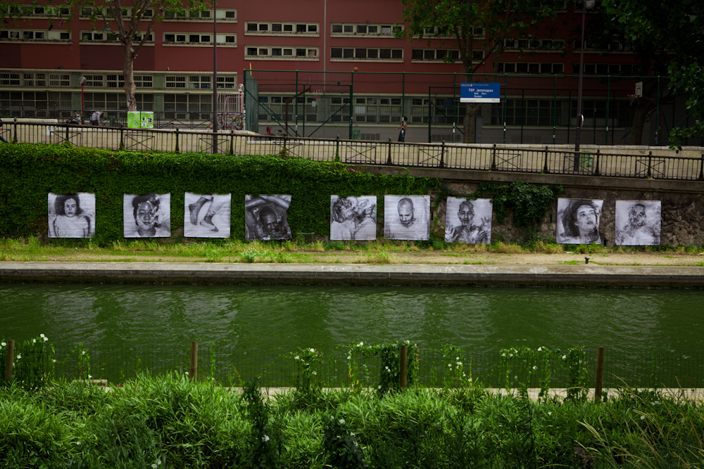 Paris canal Exhibition  installation water Street format black White portrait emotive underwater Urban city