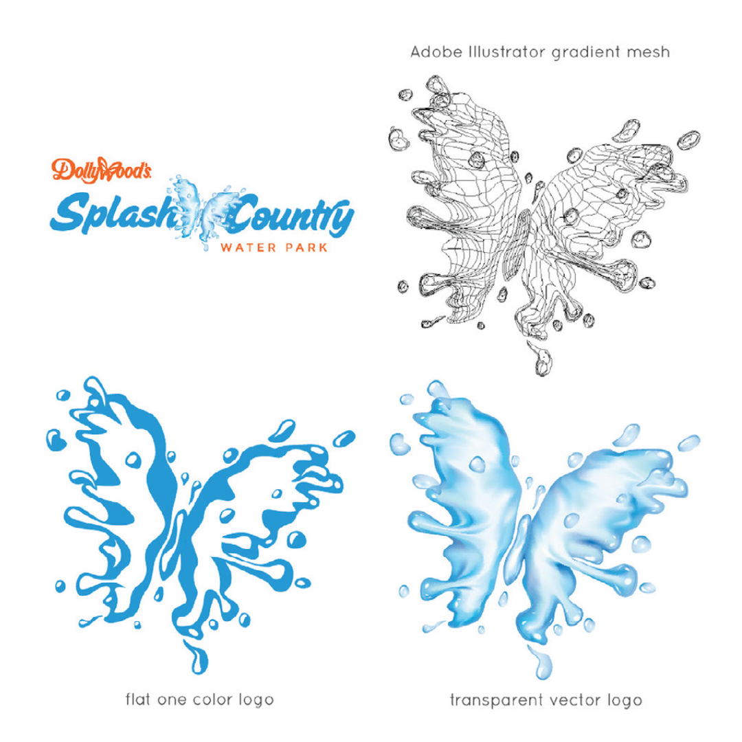 Brand Design butterfly dollywood identity Logo Design splash country vector visual identity waterpark watersplash