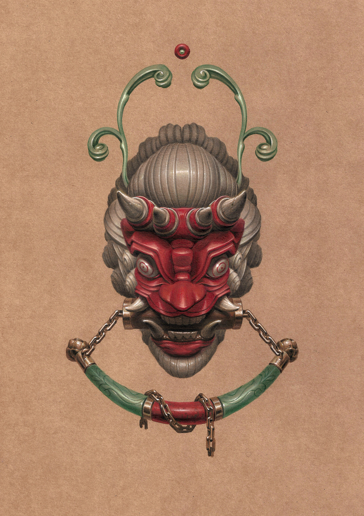 goblin evil oriental korean traditional concept art concept design face Hand Painting