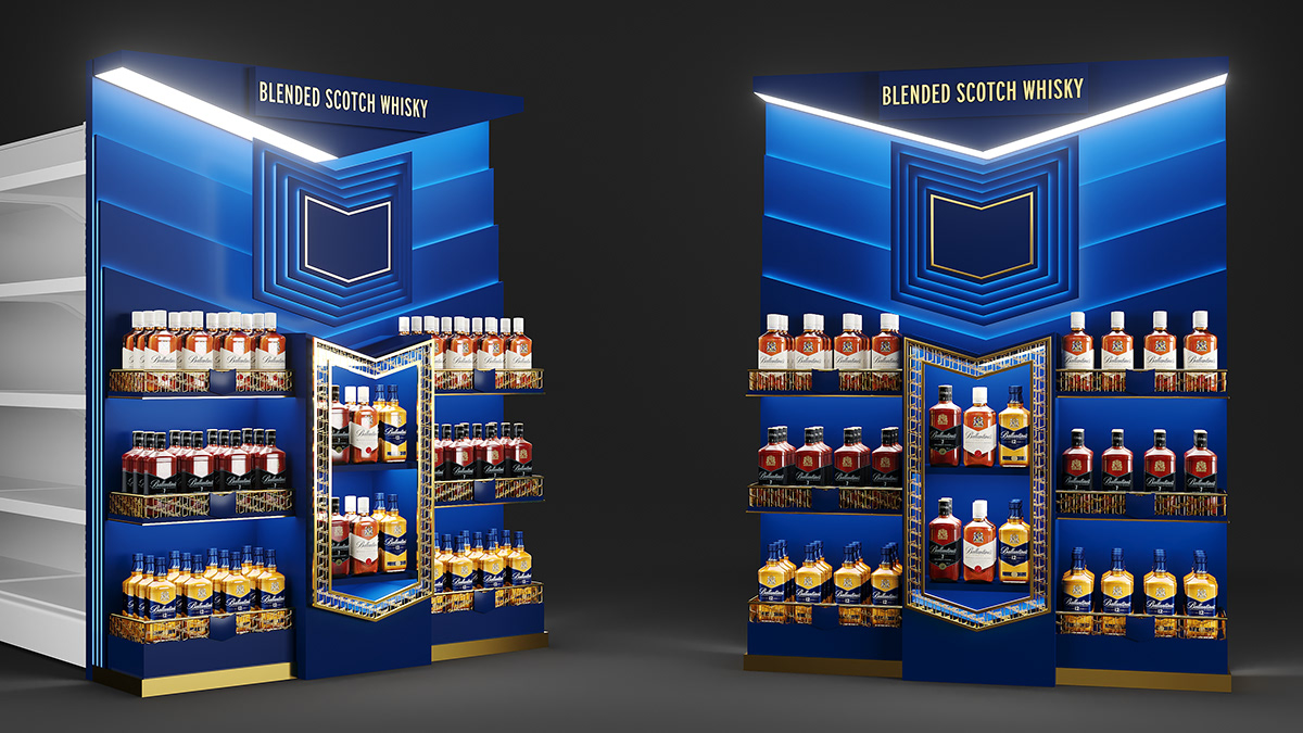 ballantine's Whisky alcohol Stand premium design blended scotch FSU Display