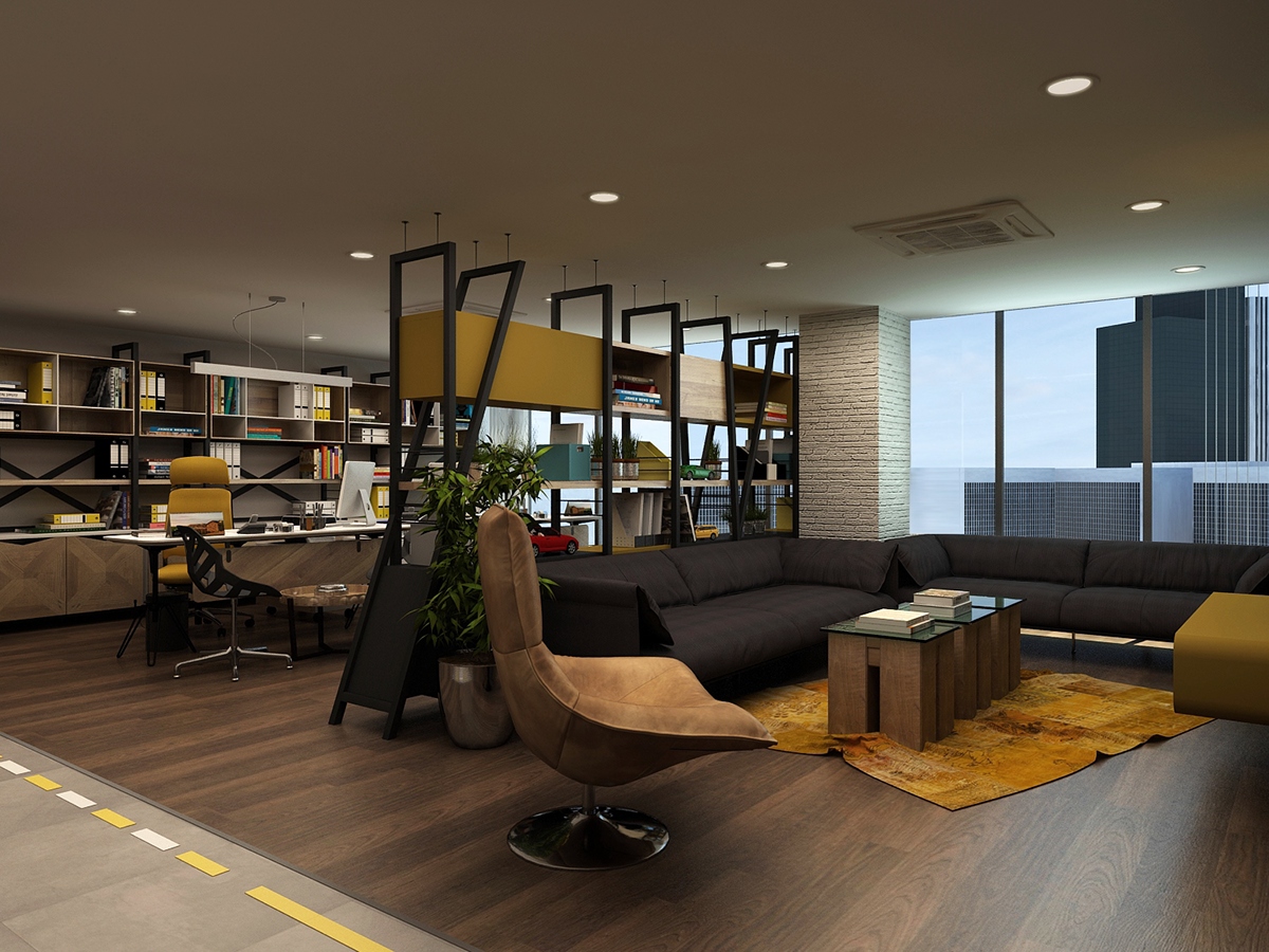 Office Design Interior office furniture yellow