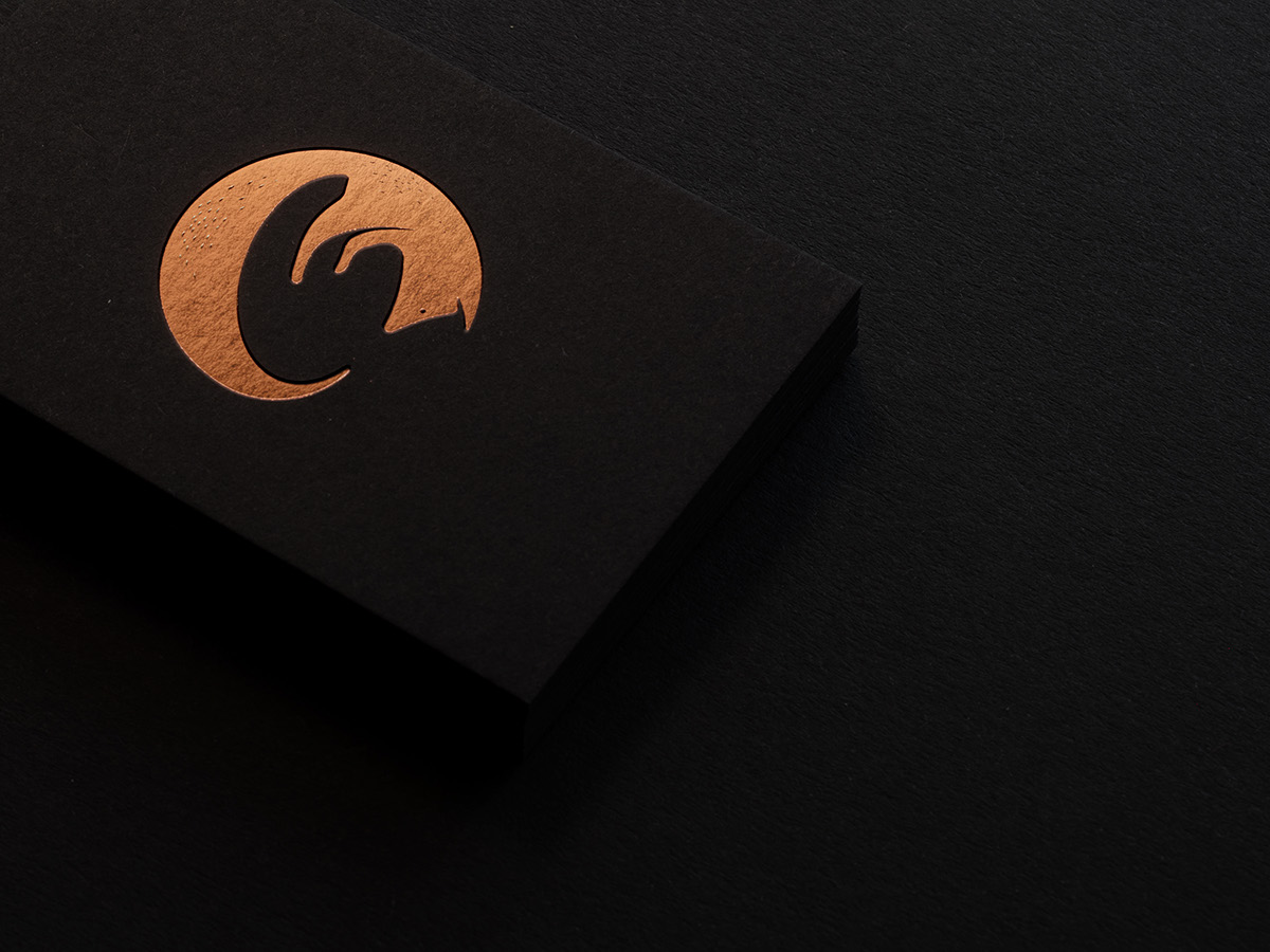 monogram logodesign FOX hotfoil black paper dj Nightlife copper businesscards Music Packaging