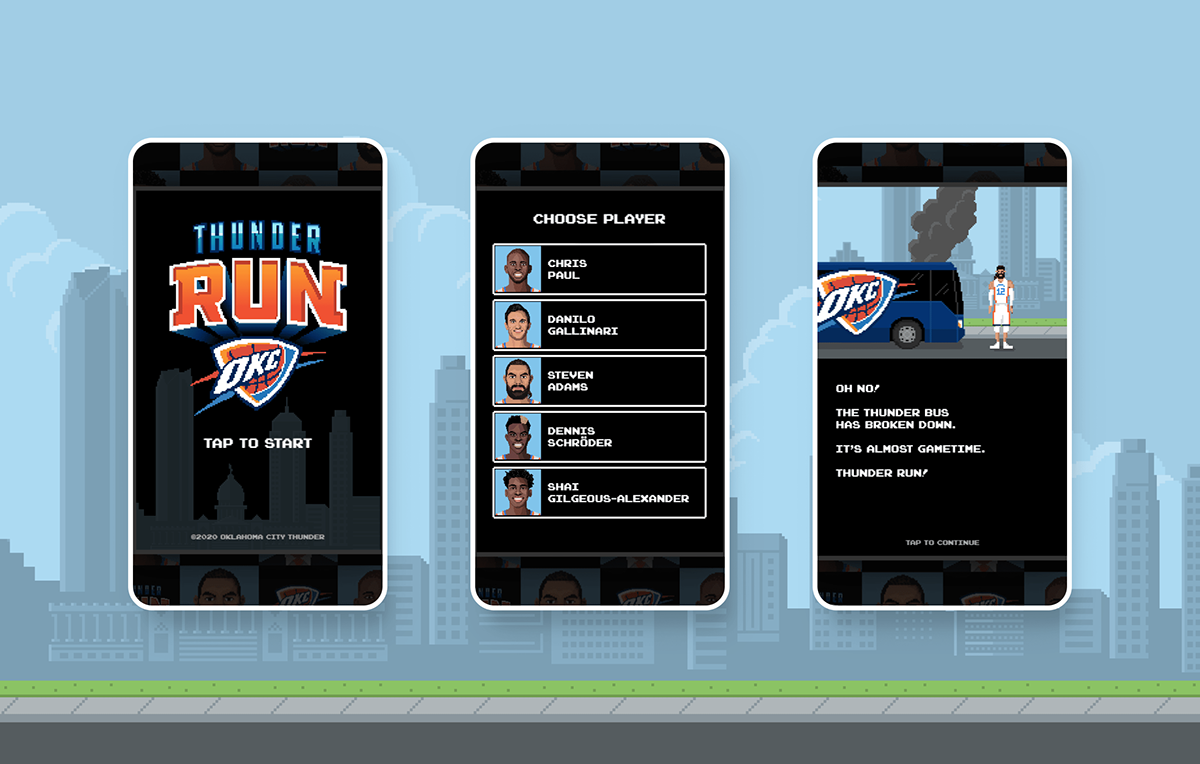 16 Bit animation  coins NBA Oklahoma City Thunder online retro game runner game sports video game