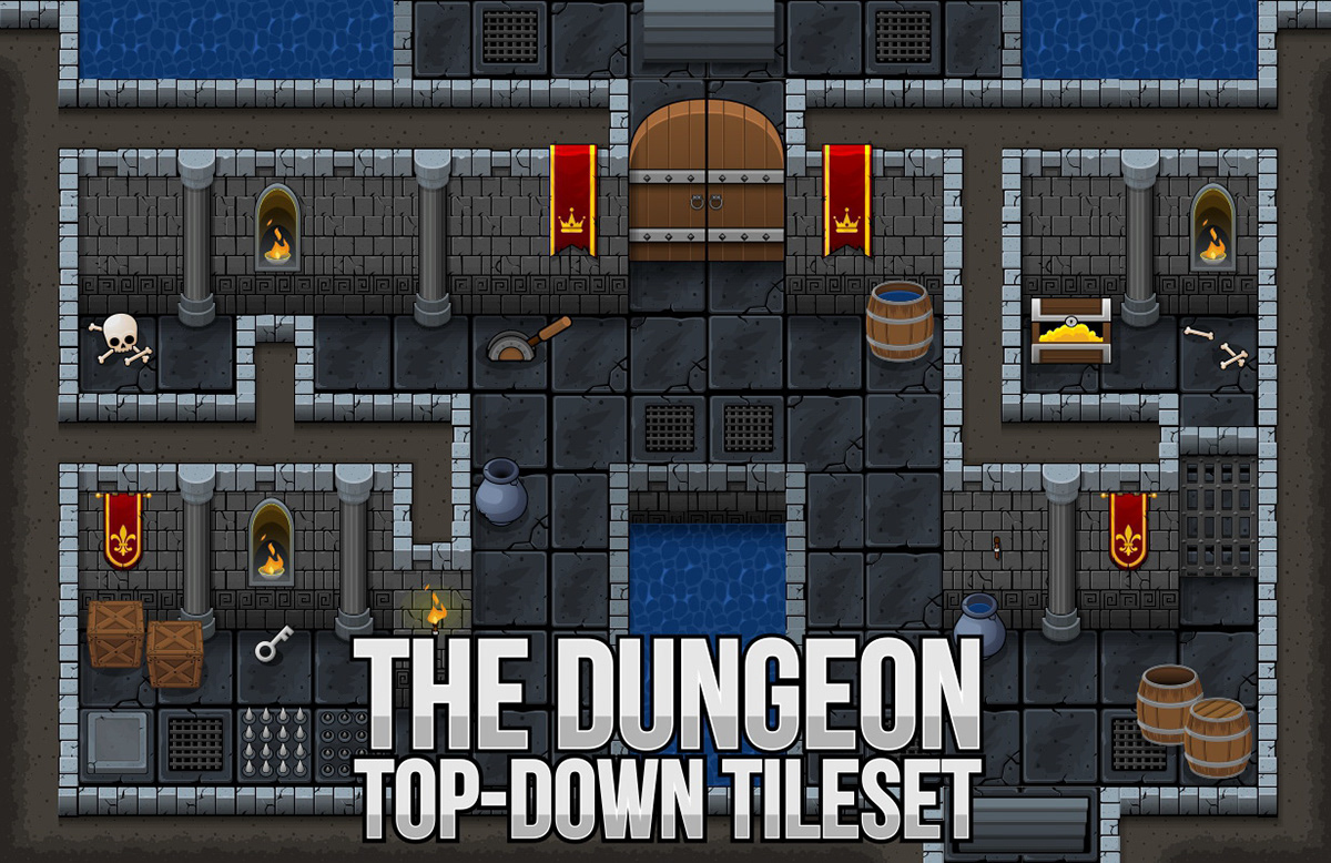 2D game assets Sprite tile tileset Dungeon rpg fantasy Castle