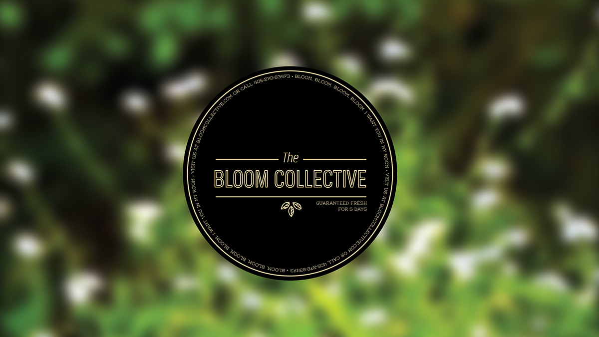 flower  florist  logo premium upscale bloom Collective  stickers black gold