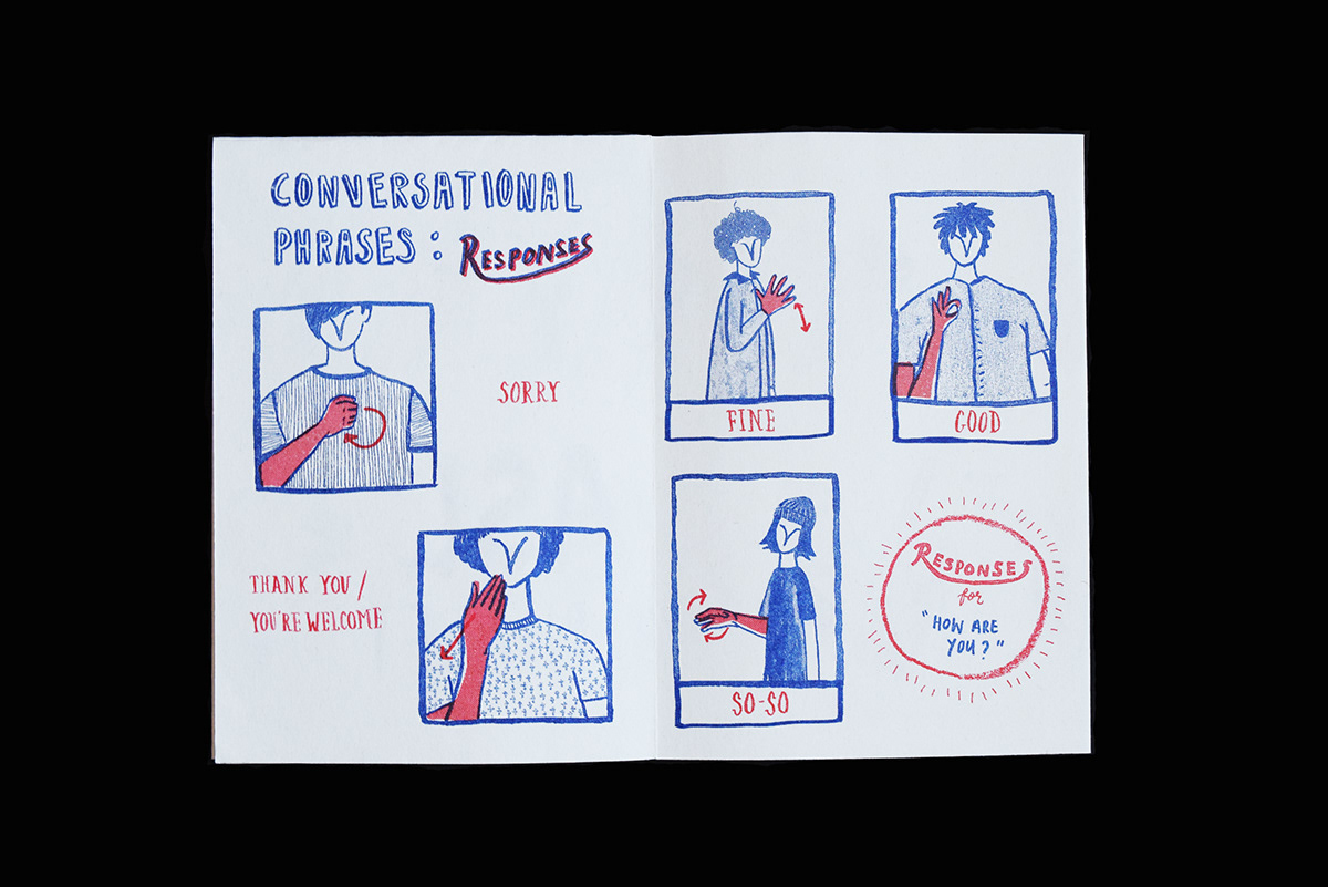 campaign Advertising  Campaign Design DEAF AWARENESS sign language asl ILLUSTRATION  risograph Booklet posters Social Issues awareness
