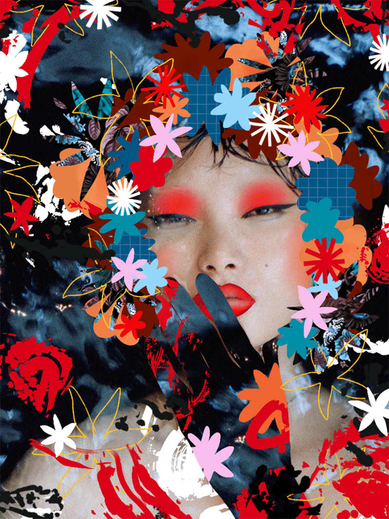album cover andreea robescu campaign visual collage fashion illustration floral patterns florals mixed media Patterns