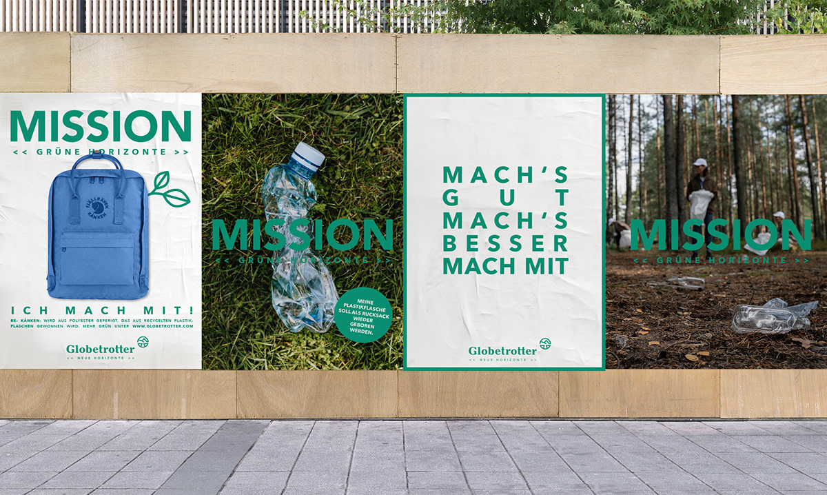 adobedesign globetrotter Kampagne mission statement plakat Sustainability typography   visual identity
