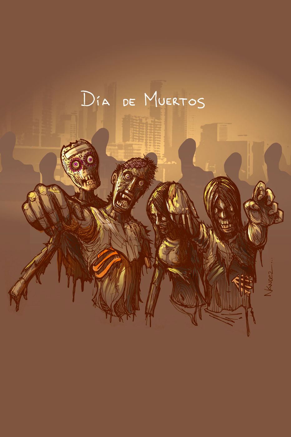 cartel diseño mexicano Dia De Muertos halloween mexico cesar nandez cartel de diade muerto