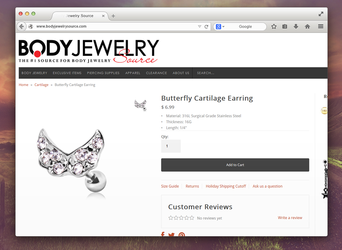 Body Jewelry jewelry Product Photography