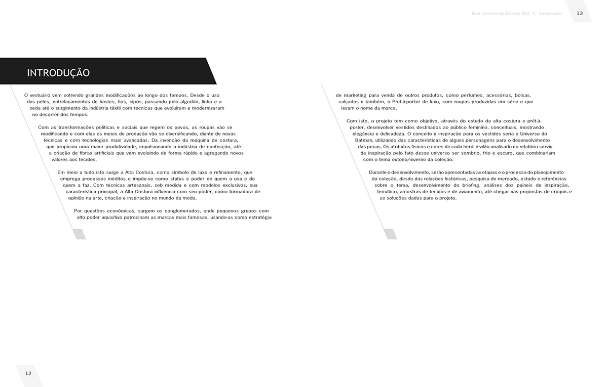 Relatório TCC moda Layout diagramação Livro design editorial