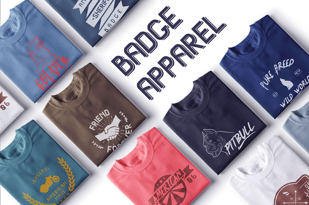 bundle fonts dingbats badge vintage motorcycle dog Badges Font Bundle apparel