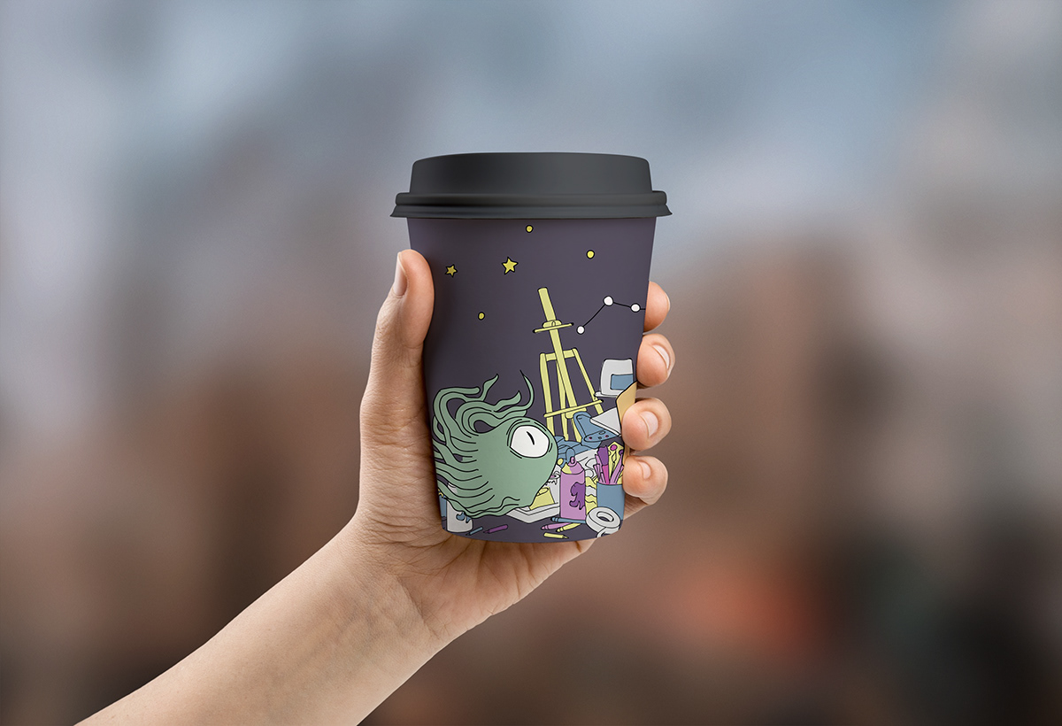Coffee design ILLUSTRATION  doodle shop creative degital rebranding