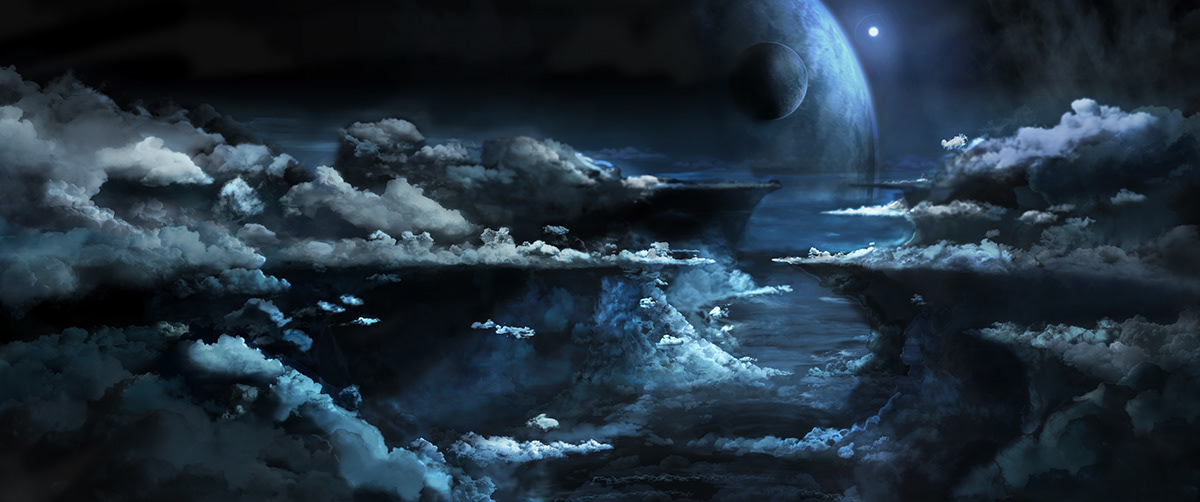 Mattepainting aliens cloudscape