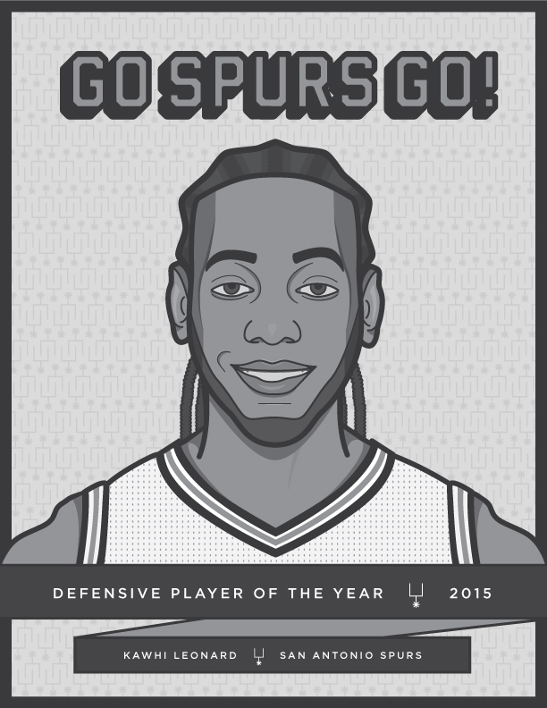 kawhi leonard Spurs San Antonio Spurs NBA Playoffs cartoon caricature   texas poster sports basketball popovich athlete Illustrator process