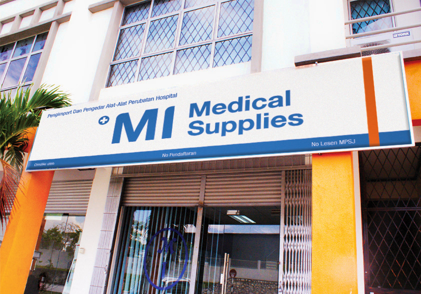 MI medical supplies blue medicine corporate identity orange line