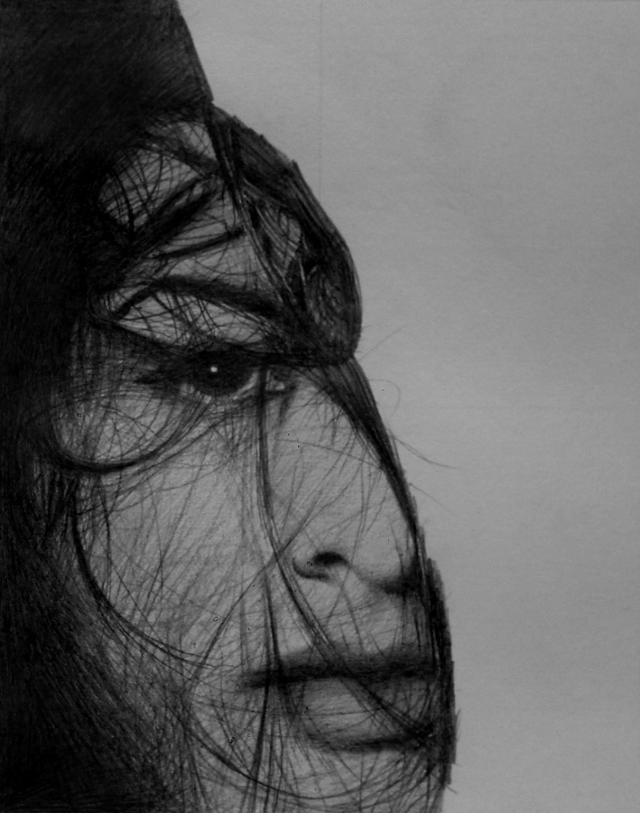 girl portrait girl hair Girl hair drawing girl in darkness Hair in darkness Secret of darkness secret her secret Dark Secret Sad Girl