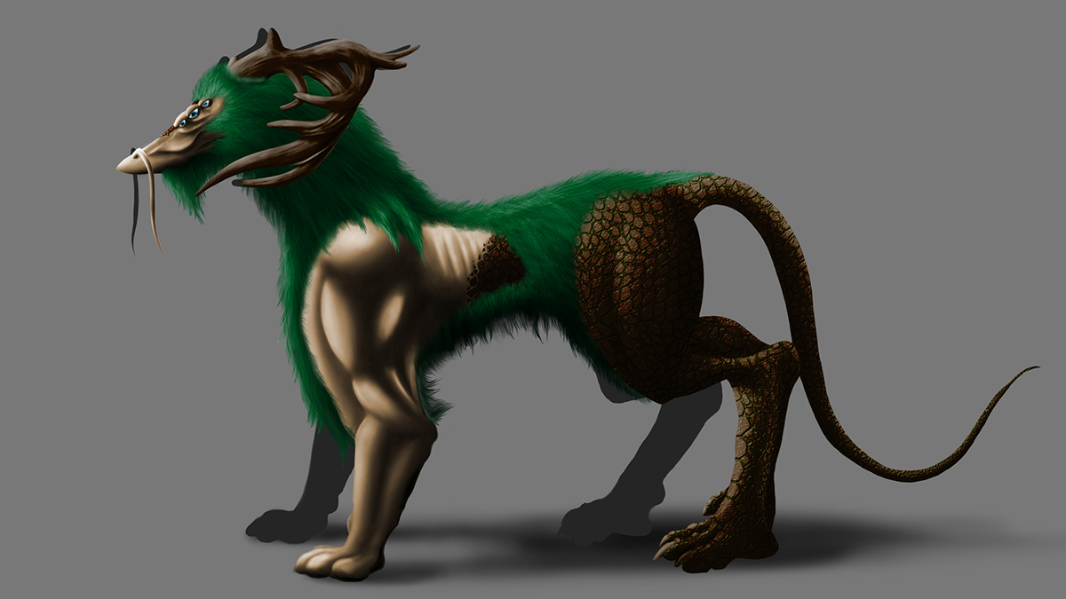 Kirin dragon concept mix Character animal fantasy digital photoshop paint