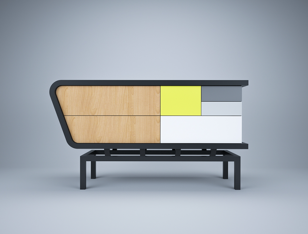 furniture furniture design  design product design  sideboard wood lacquer lacquered aluminium