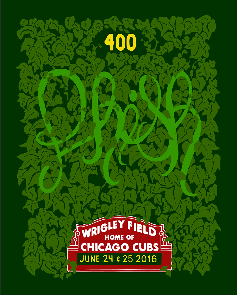 poster Phish graphic design  typography   custom typography silkscreen silkscreened serigraph chicago Wrigley field