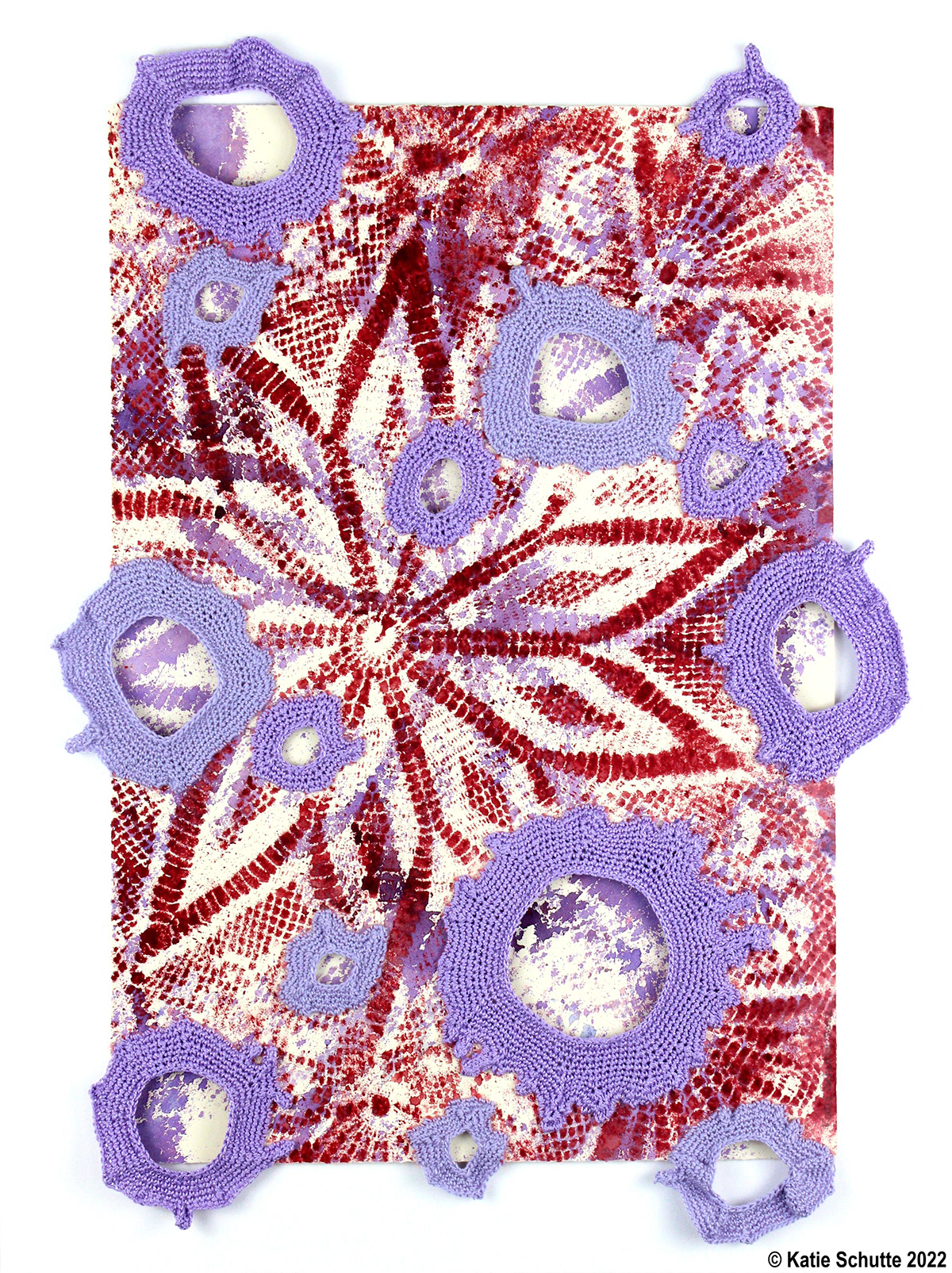 abstract acrylic craft crochet doily fiber fine art painting   Textiles katie schutte