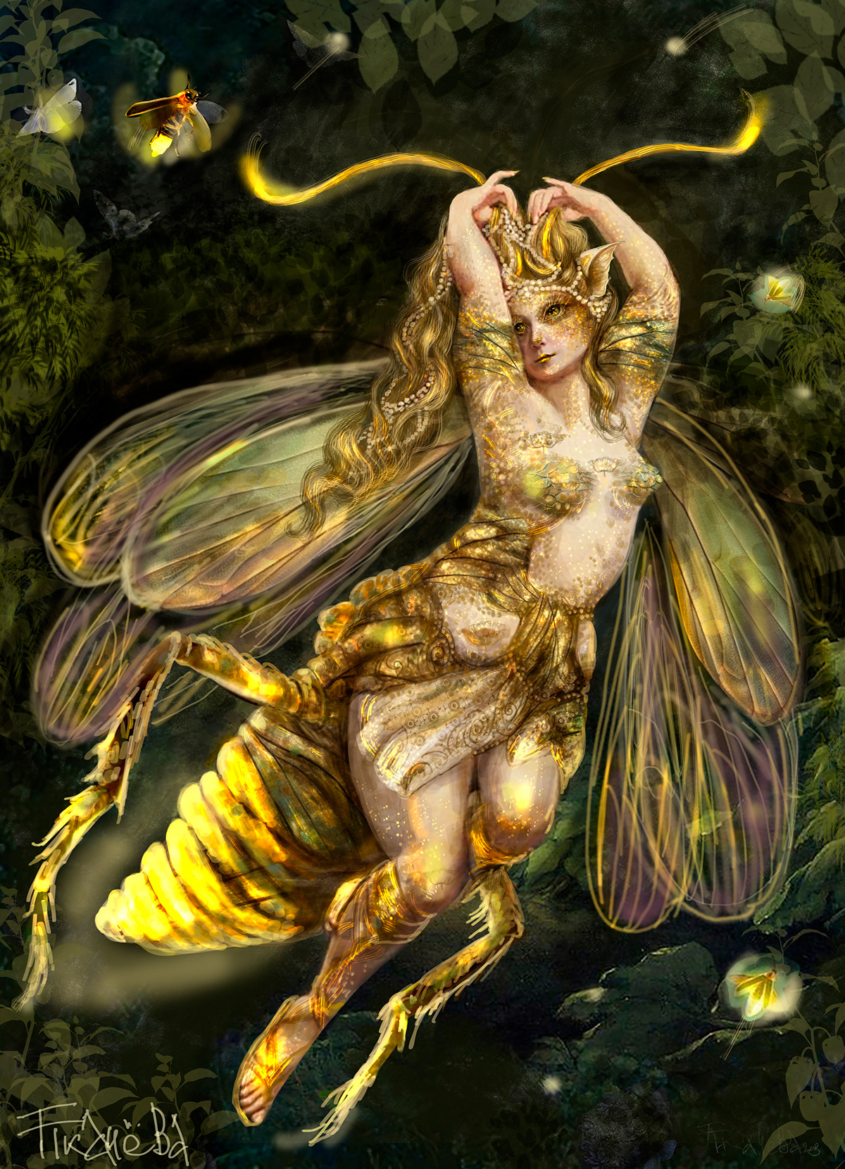 adobe illustrator digital illustration Bestiary fantasy concept art fairy nft Digital Art  artwork