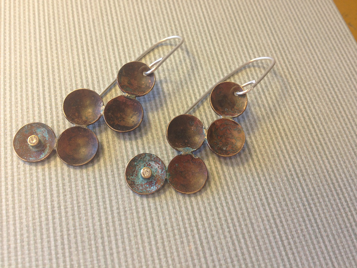earrings metal silver brass copper jewelry faceted stones Tube Setting