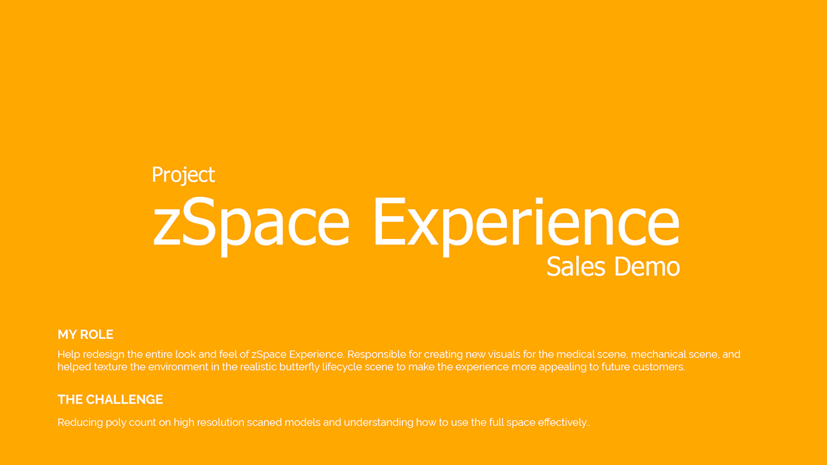 ZSpace user interface user experience demo 3D/VR Virtual reality sales demo  zSpace Experience