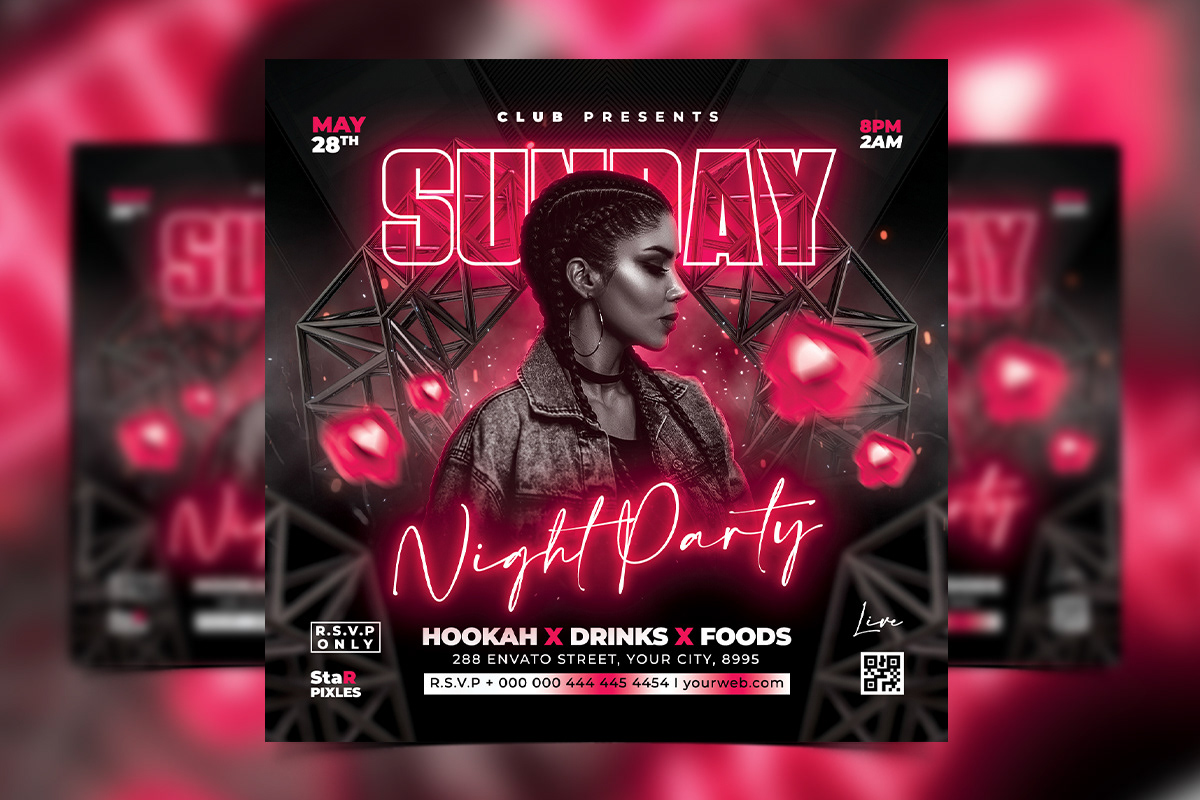 DJ Flyer event flyer Event Poster flyer Flyer Design flyer template Night club flyer party flyer psd club event
