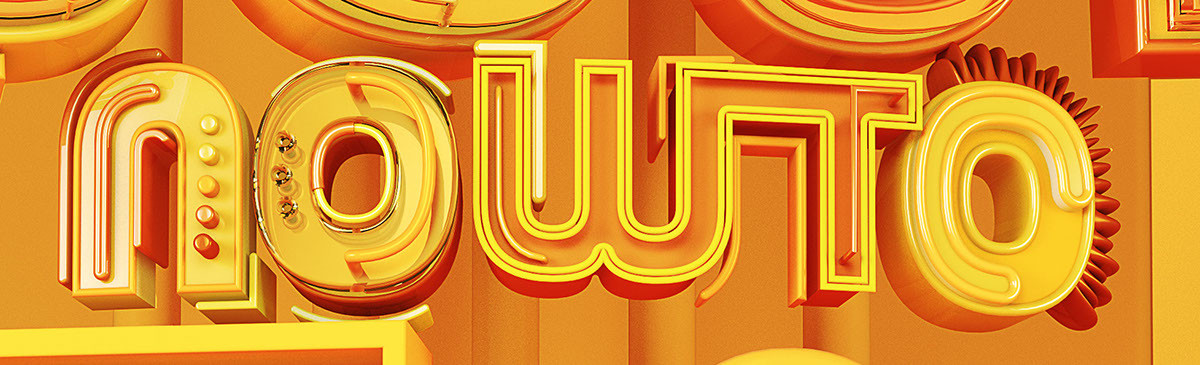 soul 3D typography 3D text yellow orange