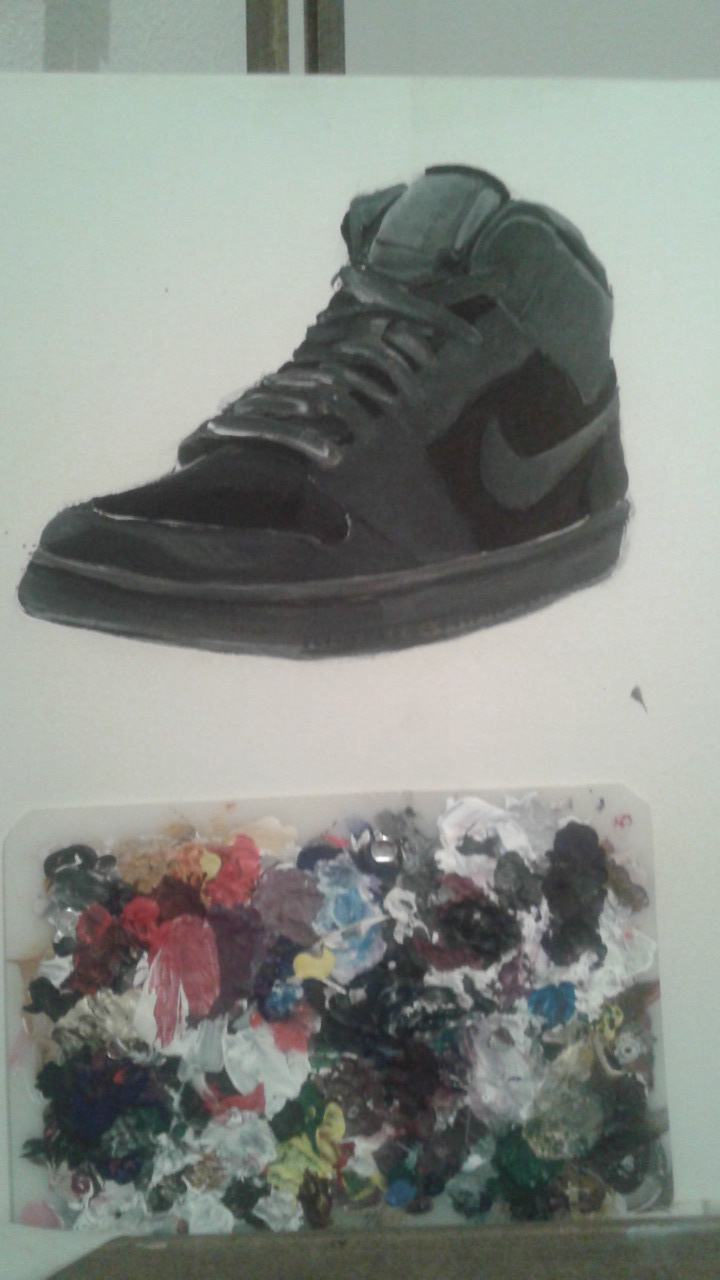 draw Nike shoe blood paint creyon red black just do IT