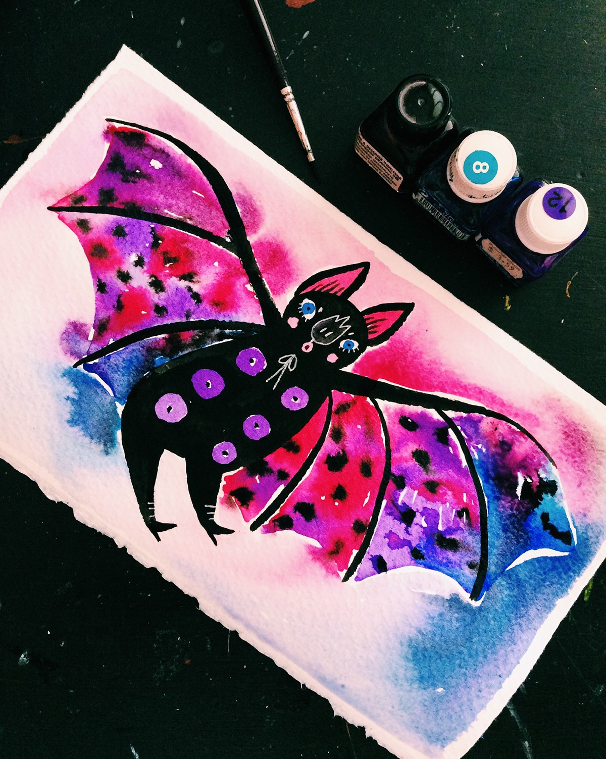 El Salvador ink gouache acrylic watercolor witch demon woman