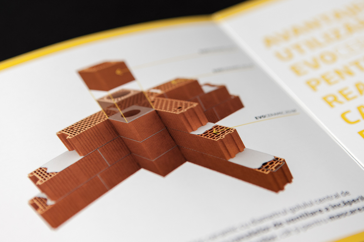 brochure flyer leaflet annual report internal magazine romania thecell cemacon black yellow constructions