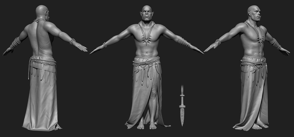 character modeling druid warior digital 3d Zbrush Character concept art Character design  orc orc shaman