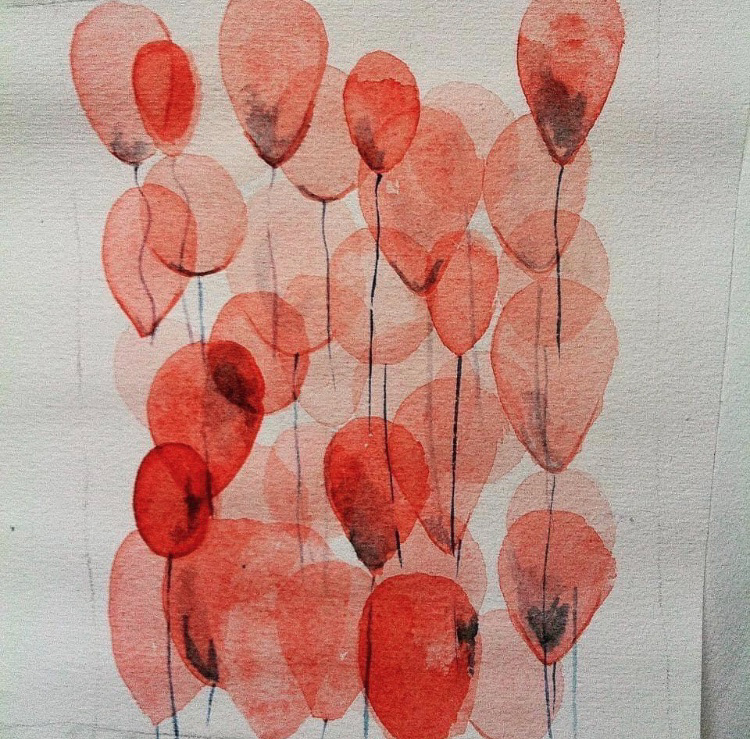 Watercolor red ballon