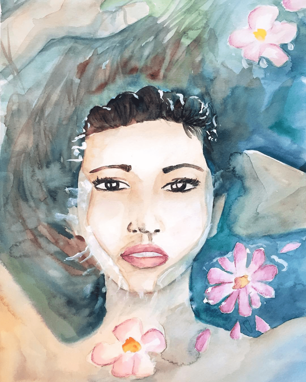 watercolor water portrait