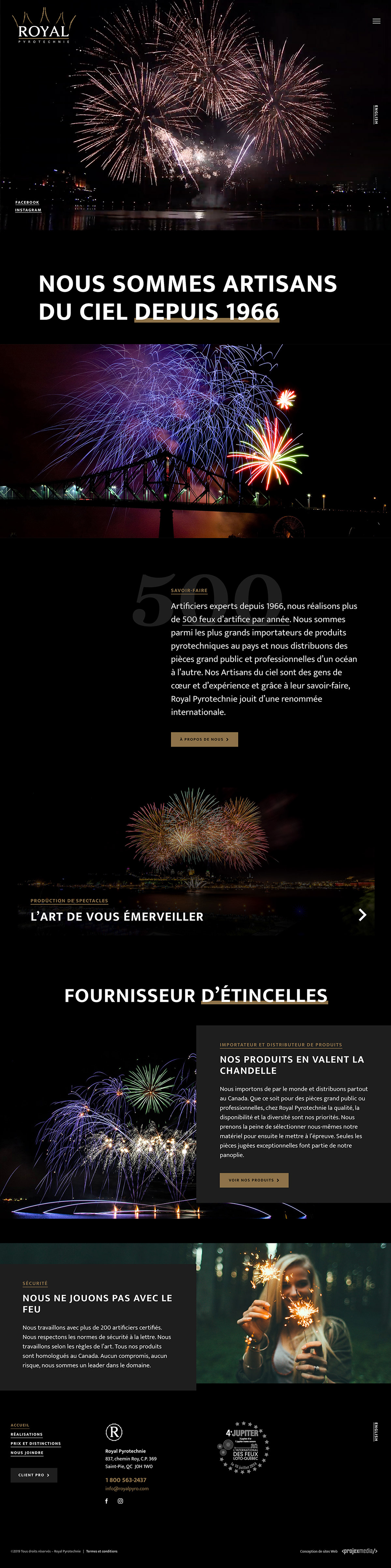 Royal Pyrotechnie conception sites web projex media design graphique wordpress feux d'artifices Pyrotechnie creation graphisme Website Design