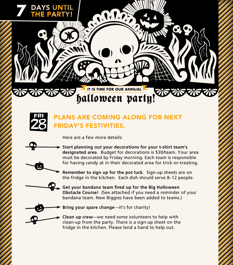 Fun  emailer  halloween   Internal Communications  company party Invitation