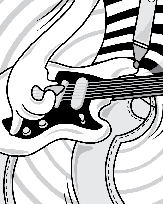 punk guitar Illustrator t-shirt cartoon artwork