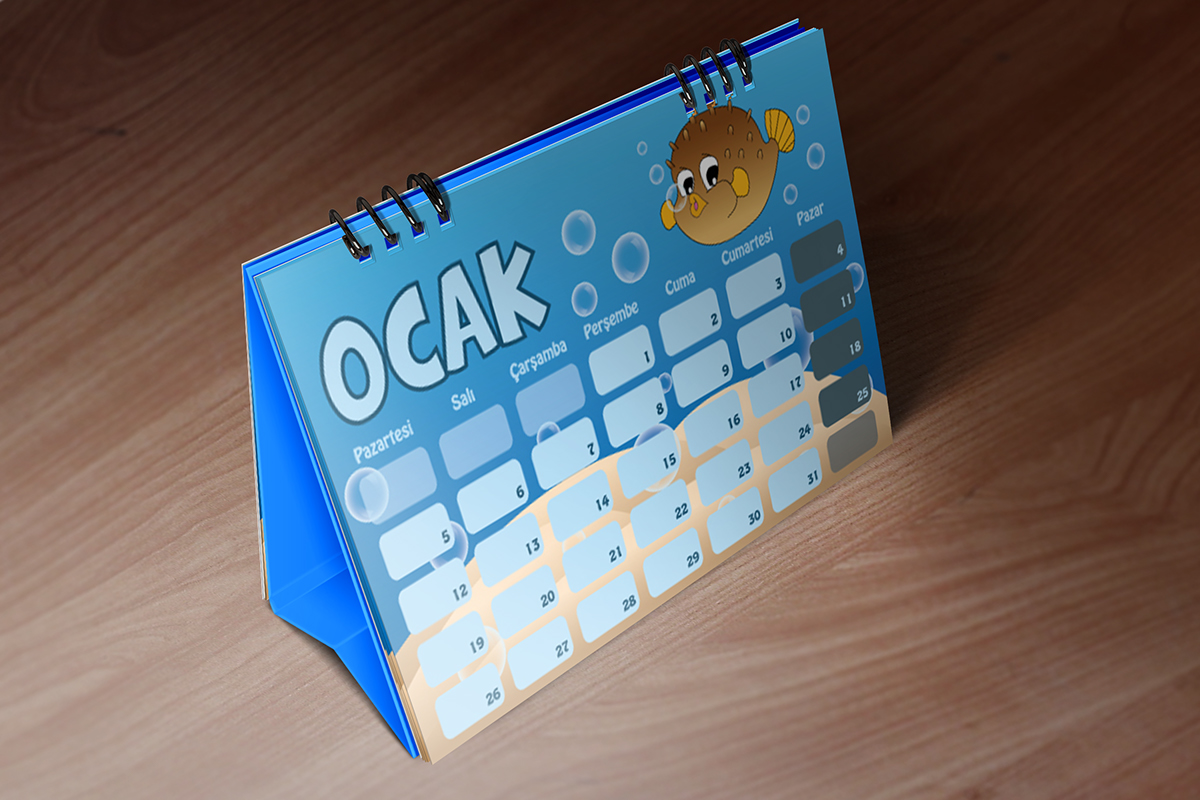 calendar desk calendar design Illustrator graphic undersea